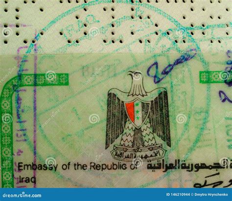 Iraq Visa In Passport And Boarding Passes. Close Up Of Document Issued By Embassy During Saddam ...