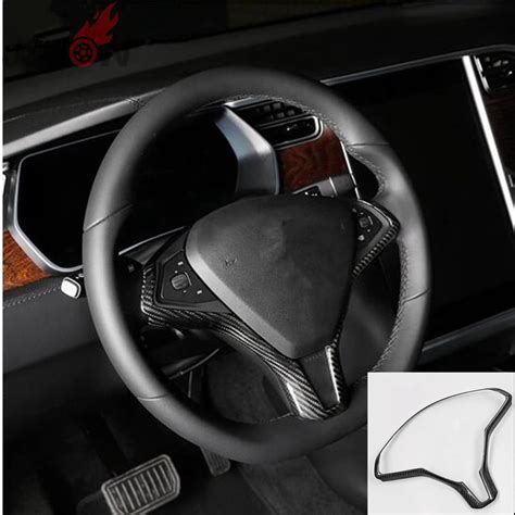 Car Steering Wheel Frame Cover Trim For Tesla model X model S 2014 2015 2016 2017 2018 Real ...