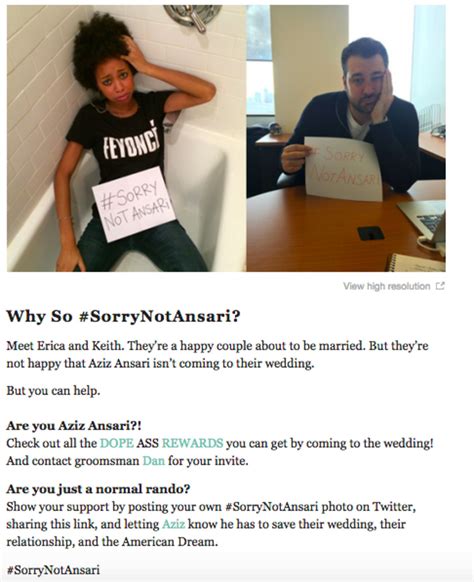 SorryNotAnsari: Brooklyn Couple Really Wants Aziz Ansari at Their Wedding | Glamour