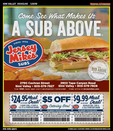 SV05 Jersey Mikes Subs 93063-65 0119 | Coupon ADventures