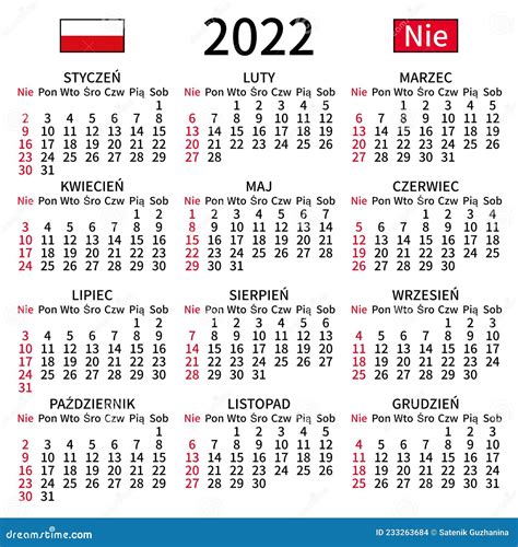 2022 Sunday Start Calendar Photo Template Cartoon Vector ...