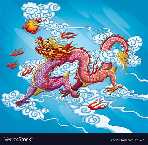 Chinese dragon painting Royalty Free Vector Image