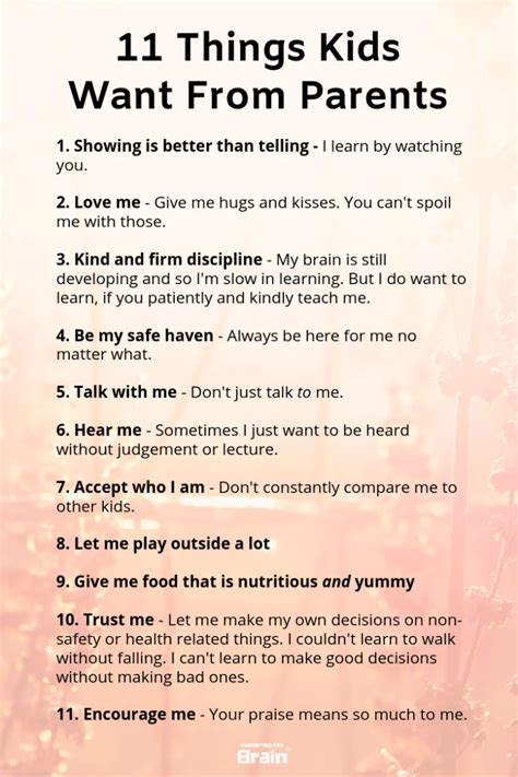 11 Things Kids Want From Parents (Infographic)