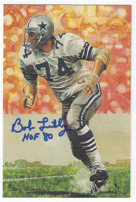 Autographed BOB LILLY Dallas Cowboys Goal Line Art Card - Main Line Autographs