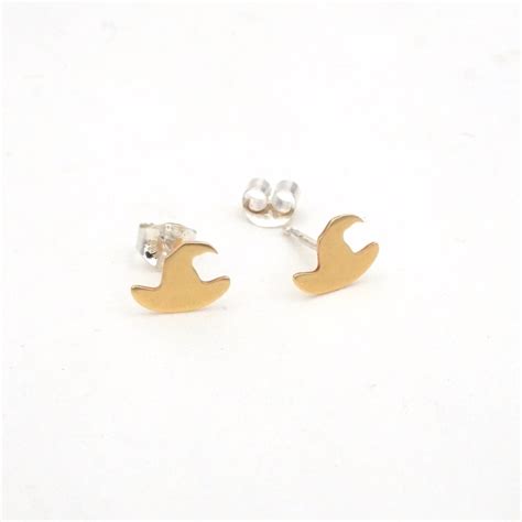 Witch Hat Stud Earrings Halloween Holiday Jewelry Cute Spooky Trick or Treat Brass Silver Gold ...