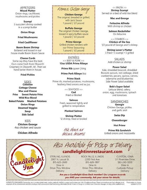 Menu of Candlelight Inn Restaurant in Rock Falls, IL 61071