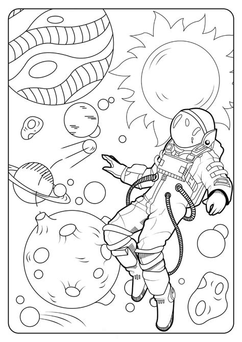 El Astronauta en el Espacio Exterior para colorear, imprimir e dibujar –ColoringOnly.Com