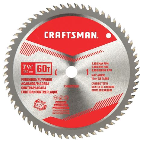 CRAFTSMAN 7-1/4-in 60-Tooth Fine Finish Carbide Circular Saw Blade in ...