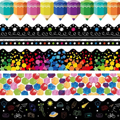 Buy Bulletin Board Borders Decorations 90 Pieces 100 Feet, Scalloped Border Trim Colorful ...