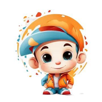 Cute Little Boy In Cap And Orange Jacket Vector Illustration, Cute Little Boy In Cap And Orange ...