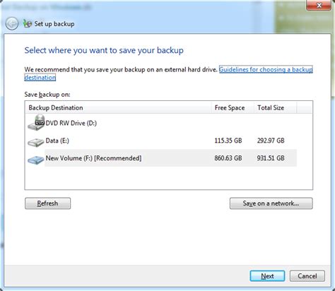 Backup to a specific folder with Windows Backup - Super User