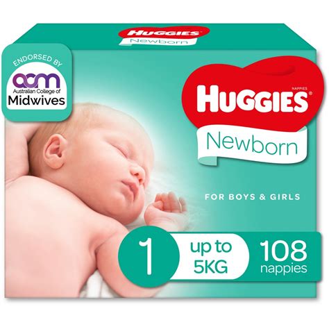 Huggies Newborn Nappies Size 1 (up to 5kg) 108 Pack | BIG W