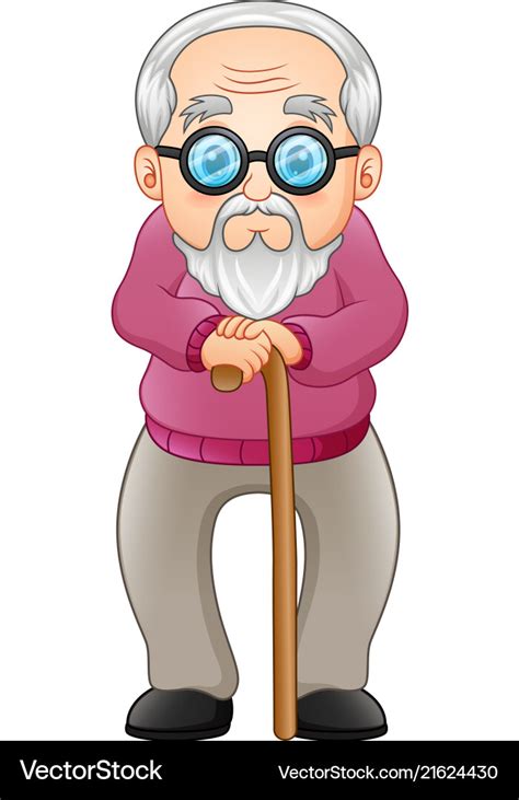 Old man with walking stick Royalty Free Vector Image