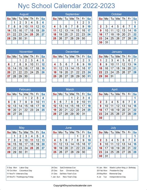 New York City Department Of Education Academic Calendar 2022-2023 - Fairfield Calendar 2022