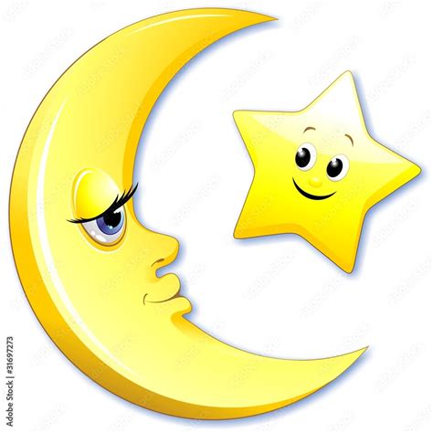 Luna e Stella Cartoon-Moon and Star-Vector Stock Vector | Adobe Stock