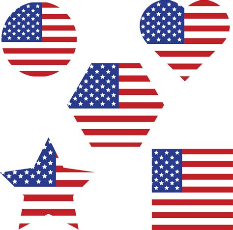 USA american flag icon wave circle,star and heart shape 7702602 Vector ...