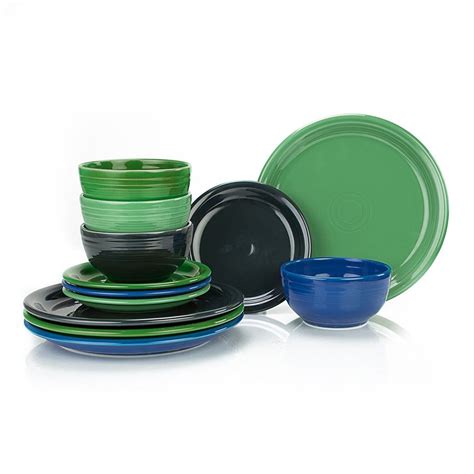 Set a colorful table with the Fiesta® 12-Piece Bistro Dinnerware Set in Cool. This exclusive set ...