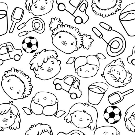 Doodle kids faces pattern 429347 Vector Art at Vecteezy