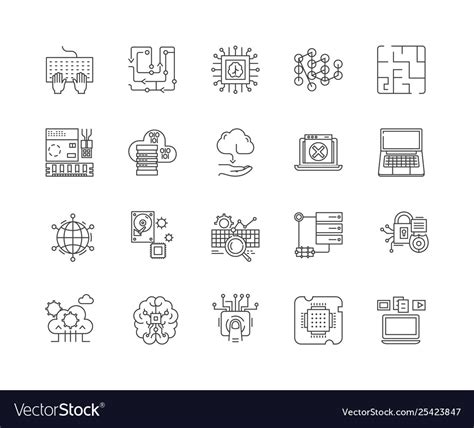 Computer science line icons signs set Royalty Free Vector