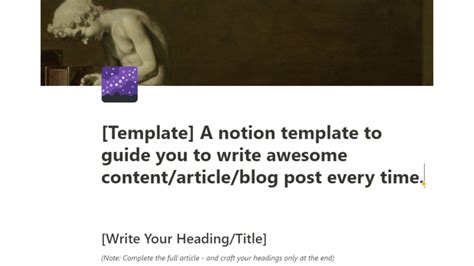 Notion template for content creators