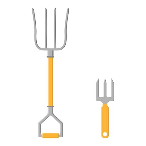 Set of cartoon pitchfork icons isolated on white background. Gardening ...