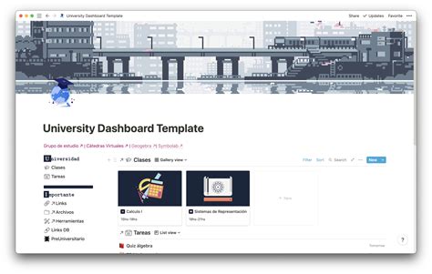 My aesthetic notion Dashboard as a university student [FREE template ...