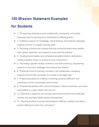 Mission Statement for Students - 99+ Examples, PDF