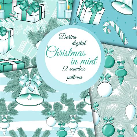 Christmas in mint patterns By DigitalDesignsAndArt | TheHungryJPEG