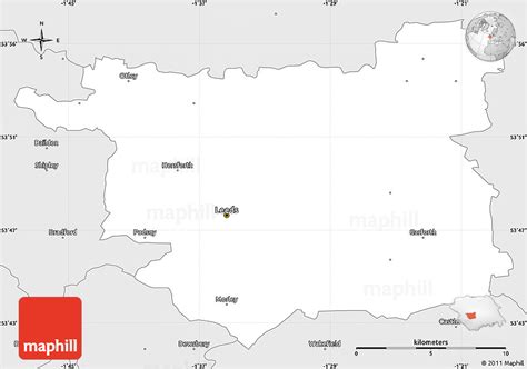 Silver Style Simple Map of Leeds