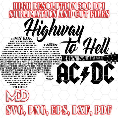 HIGHWAY TO HELL Highway to Hell Guitar Lyrics Svg AcDc | Etsy