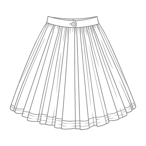 An Illustration Of A Pleated Skirt Pattern Outline Sketch Drawing Vector, Pleated Skirt Drawing ...