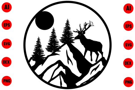 Mountain Deer Svg Wild Scene SVG Paper Graphic by Creative [Shop ...