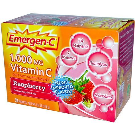 Emergen C - 1,000 mg Vitamin C (Raspberry) 30 Packets - BabyOnline