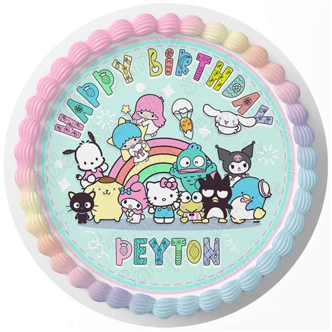 Sanrio Hello Kittie Friends Kuromi Melody Edible Cake Toppers Round ...