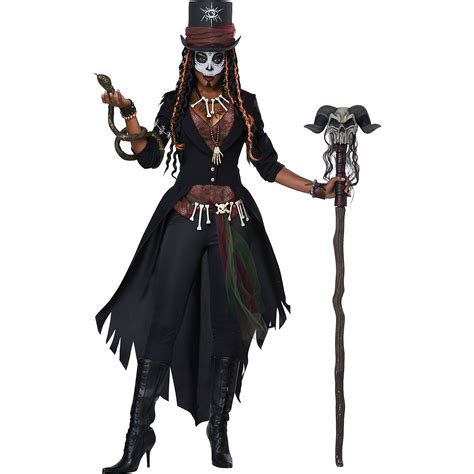 Womens Voodoo Magic Witch Doctor Costume Large Vest Jacket Hat Belt ...