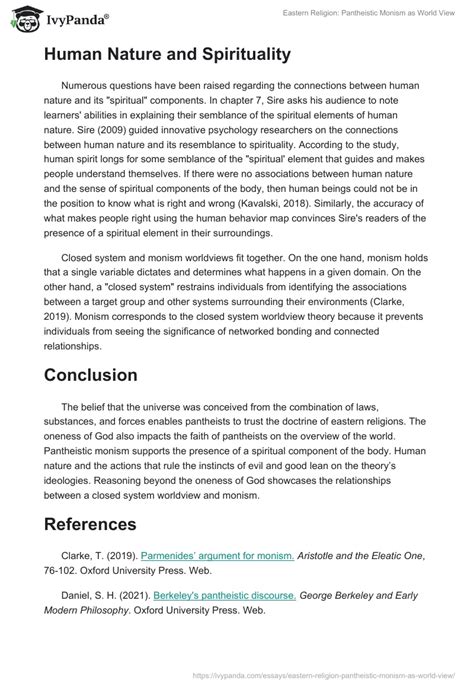 Eastern Religion: Pantheistic Monism as World View - 556 Words | Essay Example