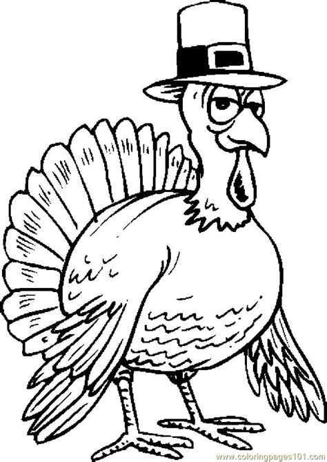 Coloring Pages Turkey Wearing Hat (Holidays > Thanksgiving Day) - free printable coloring page ...