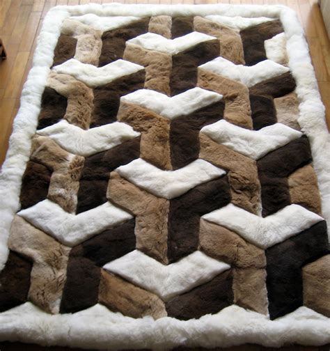 Baby Alpaca Fur Rug With Geometric Design. Handmade in Peru. - Etsy