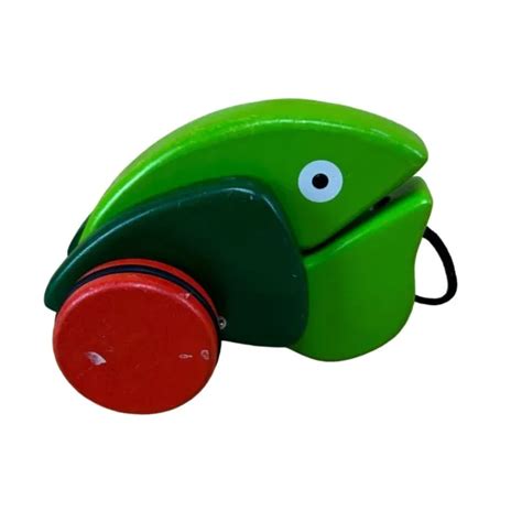 RARE IKEA KLAPPAR Groda Frog on Wheels Pull Along Wooden Toy Wood $14.99 - PicClick