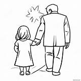 Daddy And Daughter Holding Hands Coloring Page 47132 37770 sketch template
