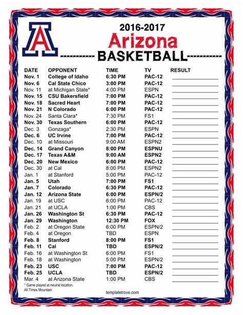 Basketball Schedule Template Best Of Printable 2017 2018 Florida Gators ...