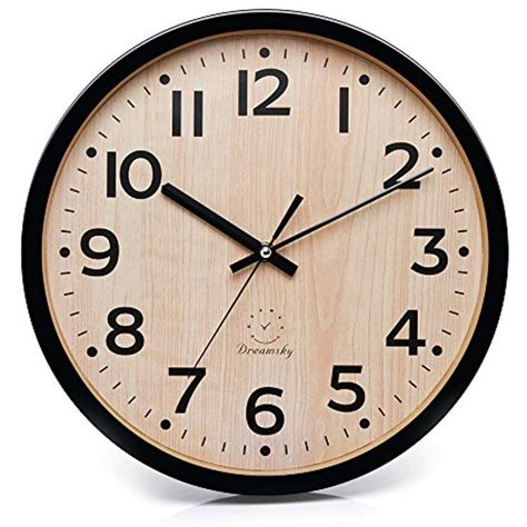 DreamSky 12" Large Wall Clock, Battery Operated Non-Ticking Quartz ...