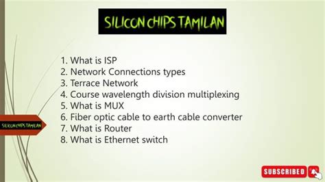 1. What is ISP 2. Network Connections types 3. Terrace Network 4. Course wavelength division ...