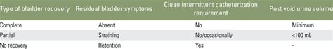 Categories of bladder recovery | Download Table