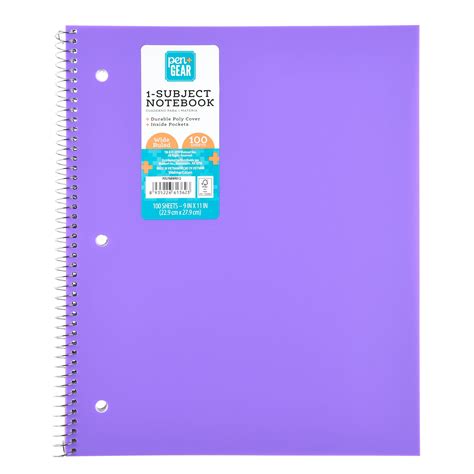 Pen + Gear Poly 1-Subject Wide-Ruled Notebook, Purple, 9" x 11", 100 ...