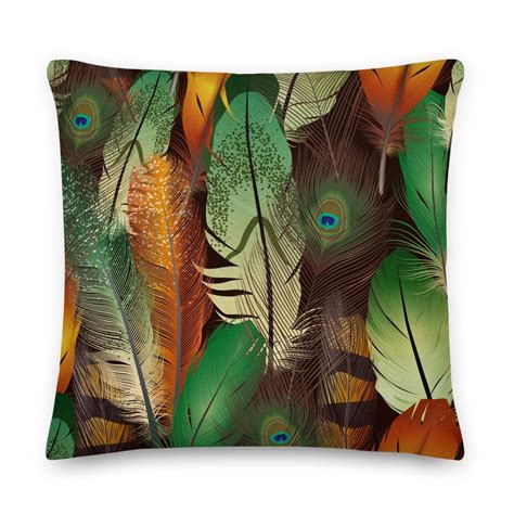 Peacock Throw Pillow [Green, Orange, Brown] MK Pillows | Tropicalia