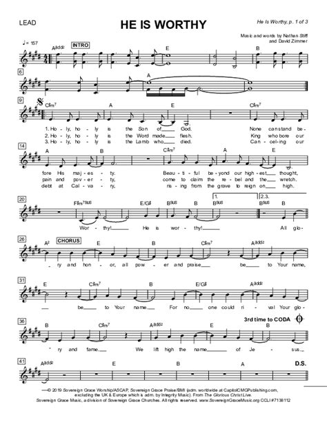 He Is Worthy Sheet Music PDF (Sovereign Grace) - PraiseCharts