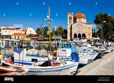 Port of Aegina, Aegina Island, Greece Stock Photo - Alamy