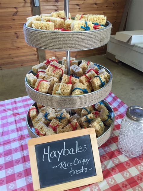 Hoedown "hay bales" rice krispy treats | Cowboy birthday party, Western ...