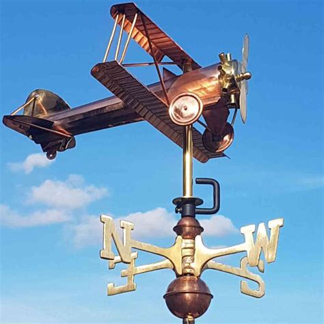 Copper weathervanes: Medium copper biplane weathervane